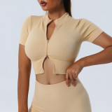 Seamless Yogawear Sports Long Sleeve Zipper Crop Top