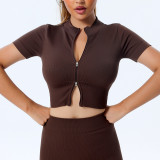 Seamless Yogawear Sports Zipper Tank Sleeveless Crop Top