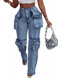 Stylish Casual Multi-Pocket Cargo Jeans Denim Pants