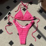 Sexy Halter Drawstring Lace-Up Two Pieces swimwear