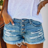 Summer Washed Ripped Denim Shorts