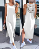 Solid Sleeveless Slit Casual Long Dress