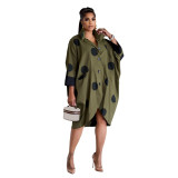 Printed Pocket Loose Fashion Shirt Dress