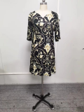 Printed Half Sleeve Loose Casual Dress