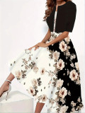 Women Printed Two Piece Dress Shrug Top and V-Neck Floral Dress