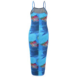 Sexy Fashion Printed Cami Long Dress