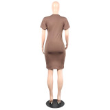 Sexy Round Neck Short Sleeve Casual Dress for Women