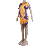 Sexy Round Neck Short Sleeve Casual Dress for Women