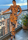 Printed V Neck Half Sleeve Chic Tie Casual Jumpsuit