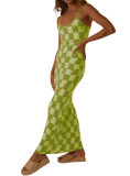 Fashion Sexy Printed Slim Fit Straps Maxi Dress