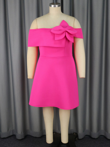 Hot Pink Off Shoulder A-Line Formal Party Dress
