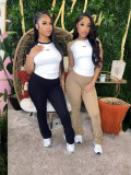 Matching Two-Piece Set Sports Dance Fitness Yoga Short-Sleeved Tee and Pants