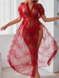 Slit Lace Long Night Dress Sexy lingerie