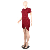 Sexy Round Neck Short Sleeve Casual Dress for Women