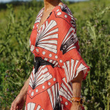 Wholesale Printed Long Shirt Wide Leg Pants Two-Piece Set