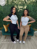 Matching Two-Piece Set Sports Dance Fitness Yoga Short-Sleeved Tee and Pants