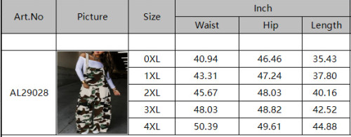 Casual Camo Print Loose Suspender Cargo Pants