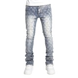 Men's Fashion Straight Denim Pants Wholesale Stretch Beaded Men's Jeans