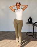 Matching Two-Piece Set Sports Dance Fitness Yoga Short-Sleeved Tee and Pants