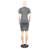 Sexy Round Neck Short Sleeve Casual Dress for Women