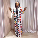 Casual Printed Long Cardigan Coat and Pants 2PCS Set