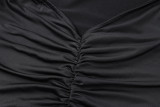 Black Sexy Cami Cross Back Mermaid Maxi Dress