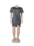 Sexy Round Neck Short Sleeve Casual Dress for Women