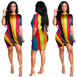 Sexy Round Neck Short Sleeve Casual Dress for Women