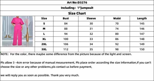 Round Neck Pure Color Short Sleeve Wide Leg Jumpsuit