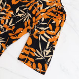 Printed V Neck Half Sleeve Chic Tie Casual Jumpsuit
