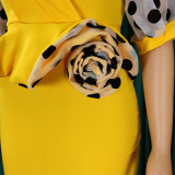Dotted Mesh Sleeve V-neck Elegant Bodycon dress