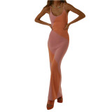 Fashion Sexy Printed Slim Fit Straps Maxi Dress