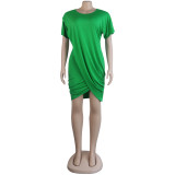 Sexy Round Neck Short Sleeve Casual Dress for Women