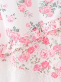 Floral Print Lace Patchwork Cami Ruffle Long Dress