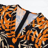 Printed V Neck Half Sleeve Chic Tie Casual Jumpsuit