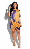 Sexy Round Neck Short Sleeve Casual Dress for Women