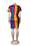 Sexy Round Neck Short Sleeve Casual Dress for Women