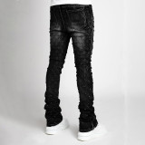 Men's Fashion Straight Denim Pants Wholesale Stretch Beaded Men's Jeans