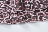 Sexy V-Neck Leopard  Lace Trim Cami Dress