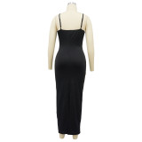 Wholesale Irregular Decoration Cami Plunge Long Dress