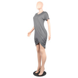 Sexy Round Neck Short Sleeve Casual Dress for Women