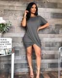 Sexy Round Neck Short Sleeve Casual Dress for Women