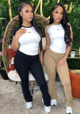 Matching Two-Piece Set Sports Dance Fitness Yoga Short-Sleeved Tee and Pants