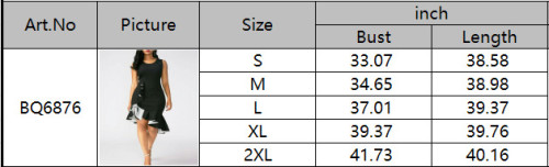 Contrast Color Chic Elegant Sleeveless Irregular Ruffled Dress