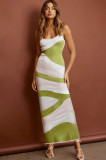 Fashion Sexy Printed Slim Fit Straps Maxi Dress