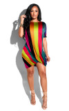 Sexy Round Neck Short Sleeve Casual Dress for Women