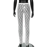 Street Style See-Through Lace Bow Decor Low-waist Casual Pants