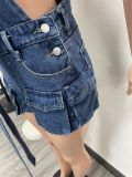Pockets Fashion One-Piece Suspender Denim Shorts