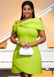 Green Off Shoulder Bow Short Party Dress