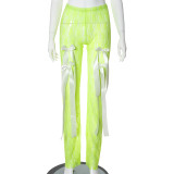 Street Style See-Through Lace Bow Decor Low-waist Casual Pants